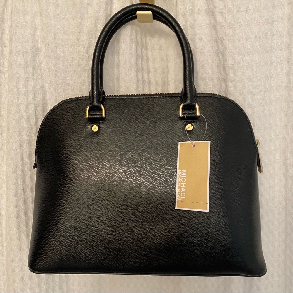 NWT Michael Kors Y2K Cindy black leather dome satchel - Picture 2 of 16